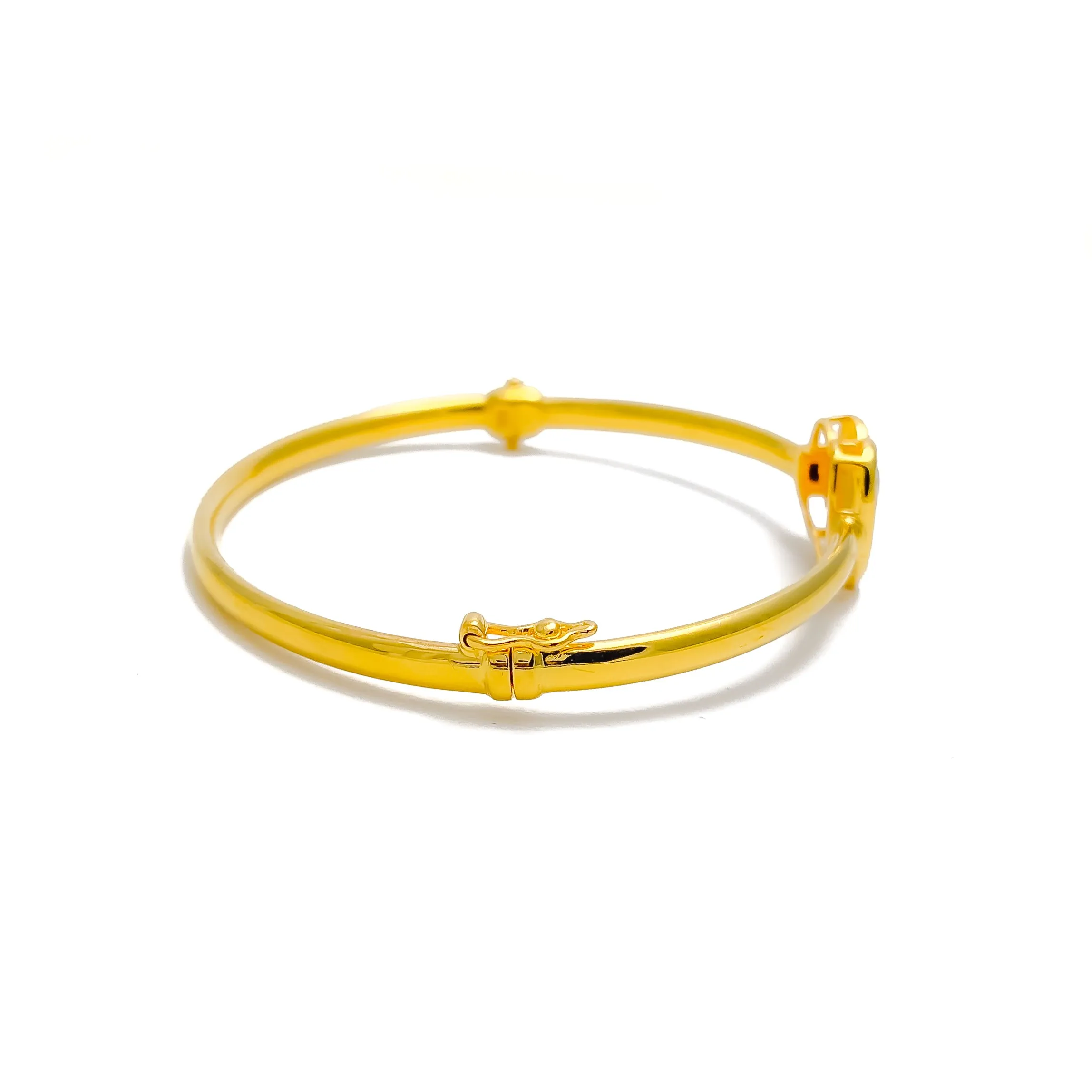 Captivating Twin Heart 22k Gold Bangle Bracelet