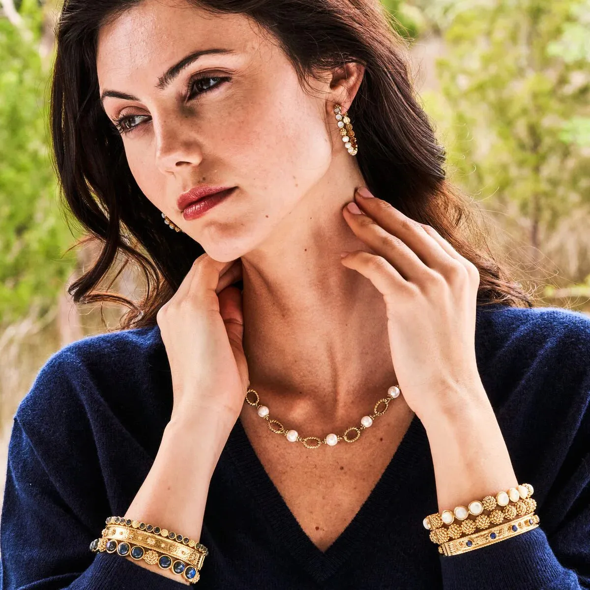 Capucine de Wulf Berry Gem Classic Hinged Bangle - Blue Laboradorite