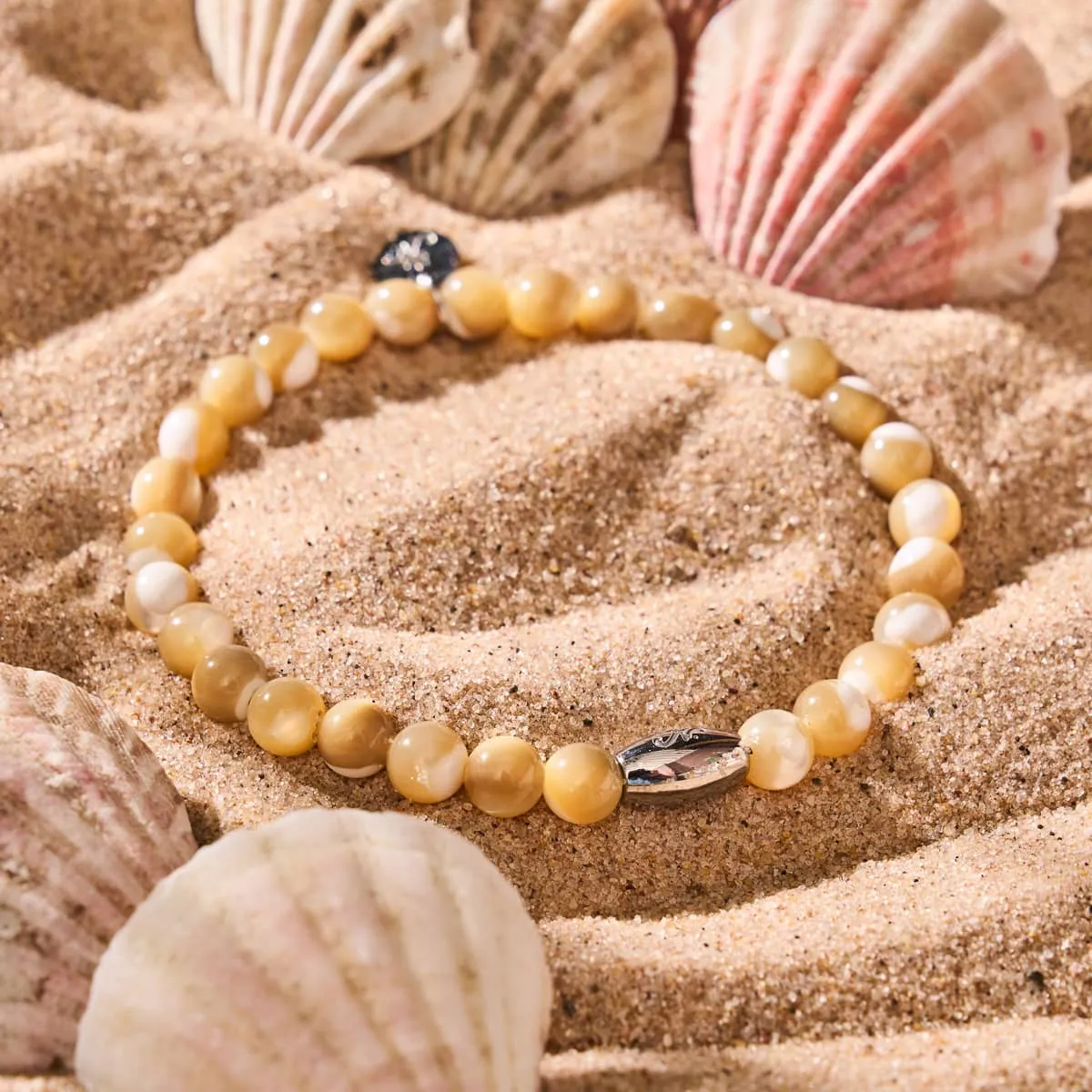 Caramel x Silver | Abalone Bracelet