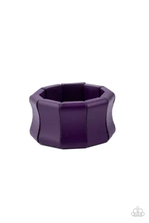 Caribbean Couture - Purple - Painted Wood Paparazzi Stretchy Bracelet