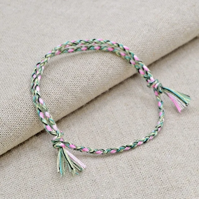 Charm Woven Rope String Bracelet Boho pray Yoga  Bracelet Simple Handmade Chic Tassel Girls Friendship Bracelet for men Women