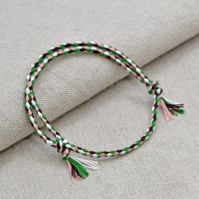 Charm Woven Rope String Bracelet Boho pray Yoga  Bracelet Simple Handmade Chic Tassel Girls Friendship Bracelet for men Women