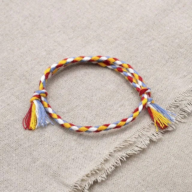 Charm Woven Rope String Bracelet Boho pray Yoga  Bracelet Simple Handmade Chic Tassel Girls Friendship Bracelet for men Women