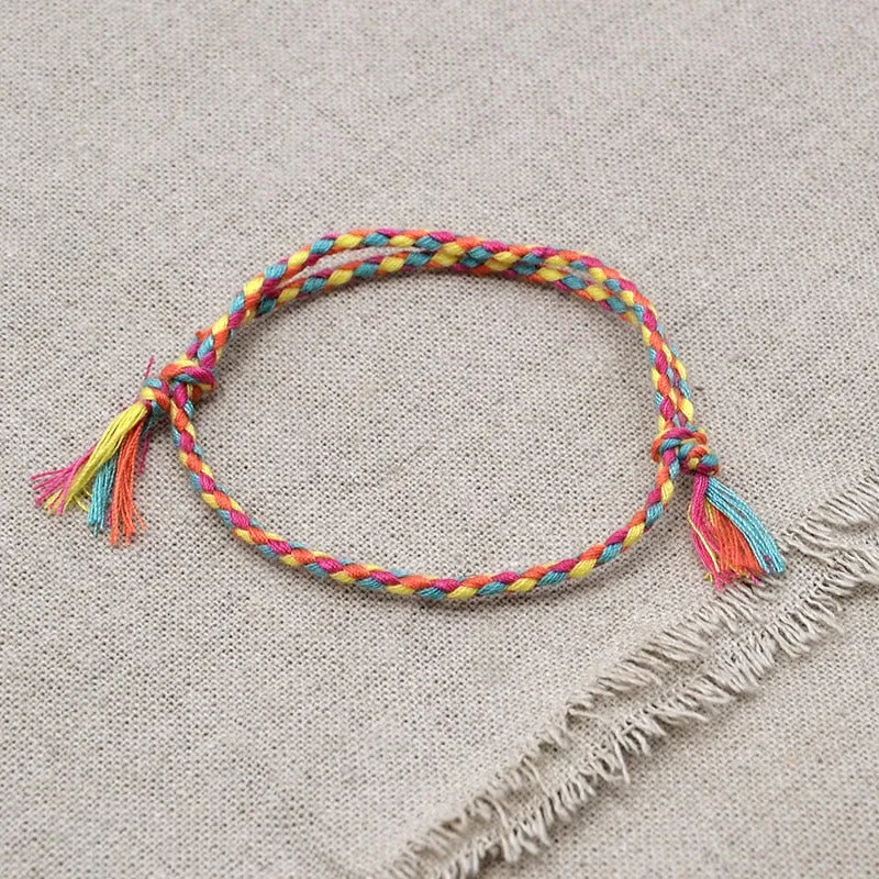 Charm Woven Rope String Bracelet Boho pray Yoga  Bracelet Simple Handmade Chic Tassel Girls Friendship Bracelet for men Women