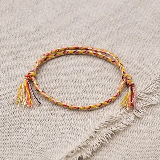 Charm Woven Rope String Bracelet Boho pray Yoga  Bracelet Simple Handmade Chic Tassel Girls Friendship Bracelet for men Women