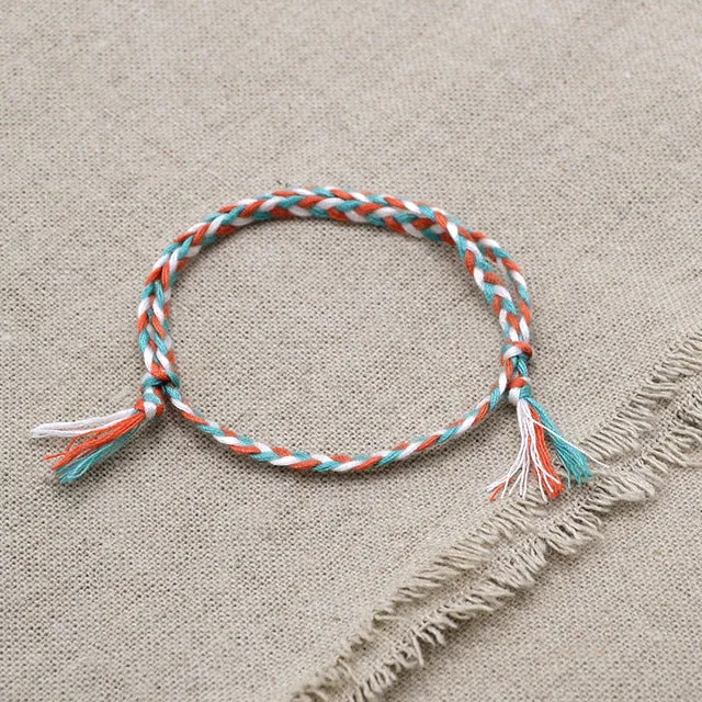 Charm Woven Rope String Bracelet Boho pray Yoga  Bracelet Simple Handmade Chic Tassel Girls Friendship Bracelet for men Women