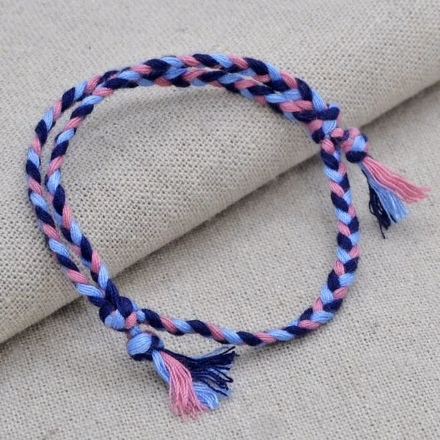 Charm Woven Rope String Bracelet Boho pray Yoga  Bracelet Simple Handmade Chic Tassel Girls Friendship Bracelet for men Women