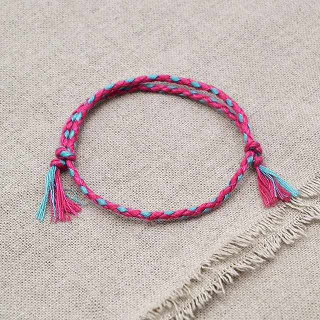 Charm Woven Rope String Bracelet Boho pray Yoga  Bracelet Simple Handmade Chic Tassel Girls Friendship Bracelet for men Women