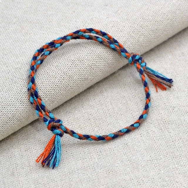 Charm Woven Rope String Bracelet Boho pray Yoga  Bracelet Simple Handmade Chic Tassel Girls Friendship Bracelet for men Women