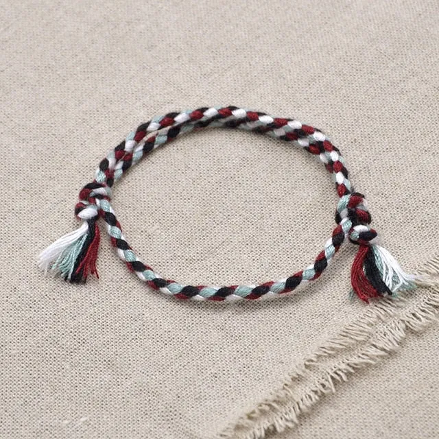 Charm Woven Rope String Bracelet Boho pray Yoga  Bracelet Simple Handmade Chic Tassel Girls Friendship Bracelet for men Women