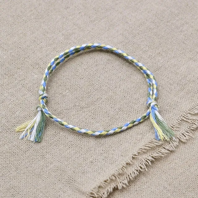 Charm Woven Rope String Bracelet Boho pray Yoga  Bracelet Simple Handmade Chic Tassel Girls Friendship Bracelet for men Women