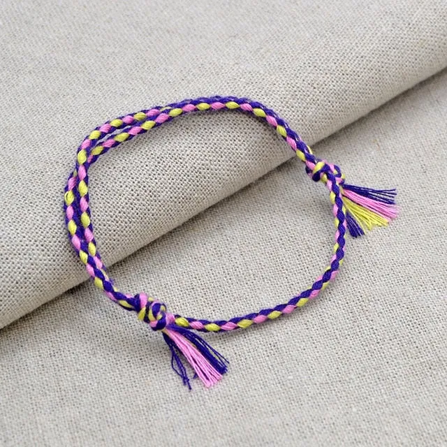 Charm Woven Rope String Bracelet Boho pray Yoga  Bracelet Simple Handmade Chic Tassel Girls Friendship Bracelet for men Women
