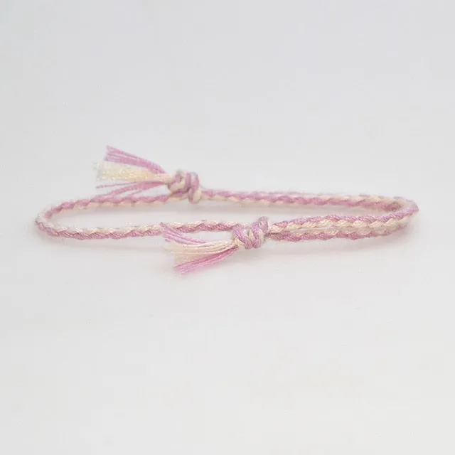 Charm Woven Rope String Bracelet Boho pray Yoga  Bracelet Simple Handmade Chic Tassel Girls Friendship Bracelet for men Women