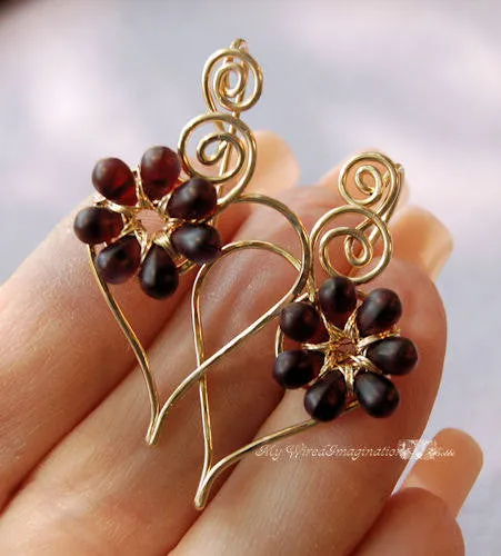 Charming Hearts 2 Earrings, DIY Wire Wrap Earring Tutorial