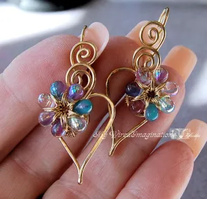 Charming Hearts 2 Earrings, DIY Wire Wrap Earring Tutorial