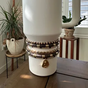 Chocolate Gold Boot Bracelet Stack