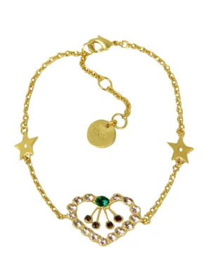 Christian Dior Goldtone Crystal In Heart Lights Bracelet