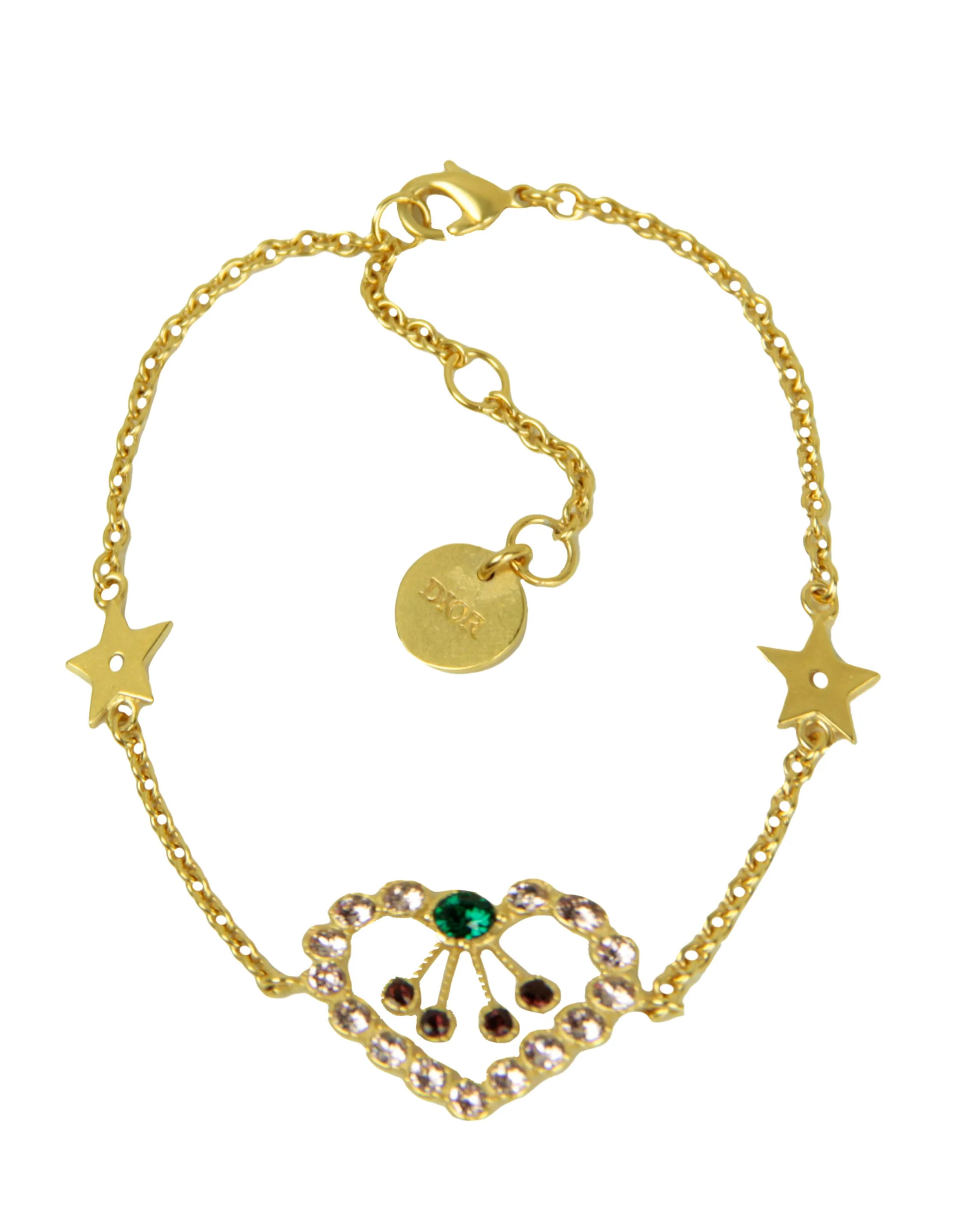 Christian Dior Goldtone Crystal In Heart Lights Bracelet