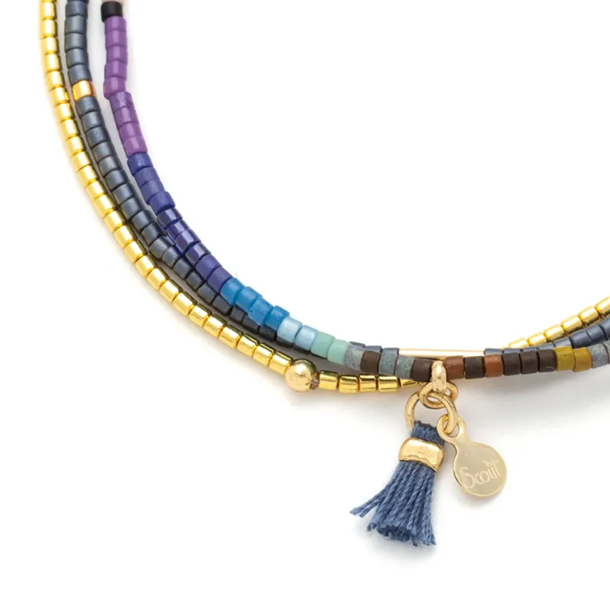 Chromacolor Miyuki Bracelet Trio - Dark Multi/Gold