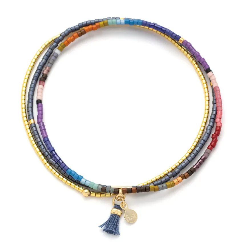 Chromacolor Miyuki Bracelet Trio - Dark Multi/Gold