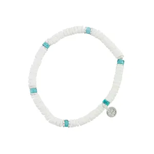 Clam Shell & Stone Bead Stretch Bracelet