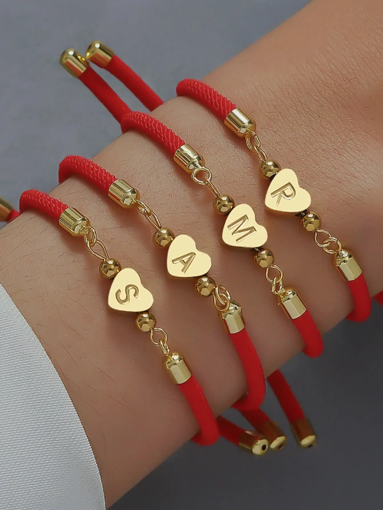 Classic A-Z Heart Initial Letter Bracelet Women Simpel Adjustable Colorful Rope Bracelet For Women Jewelry Gift