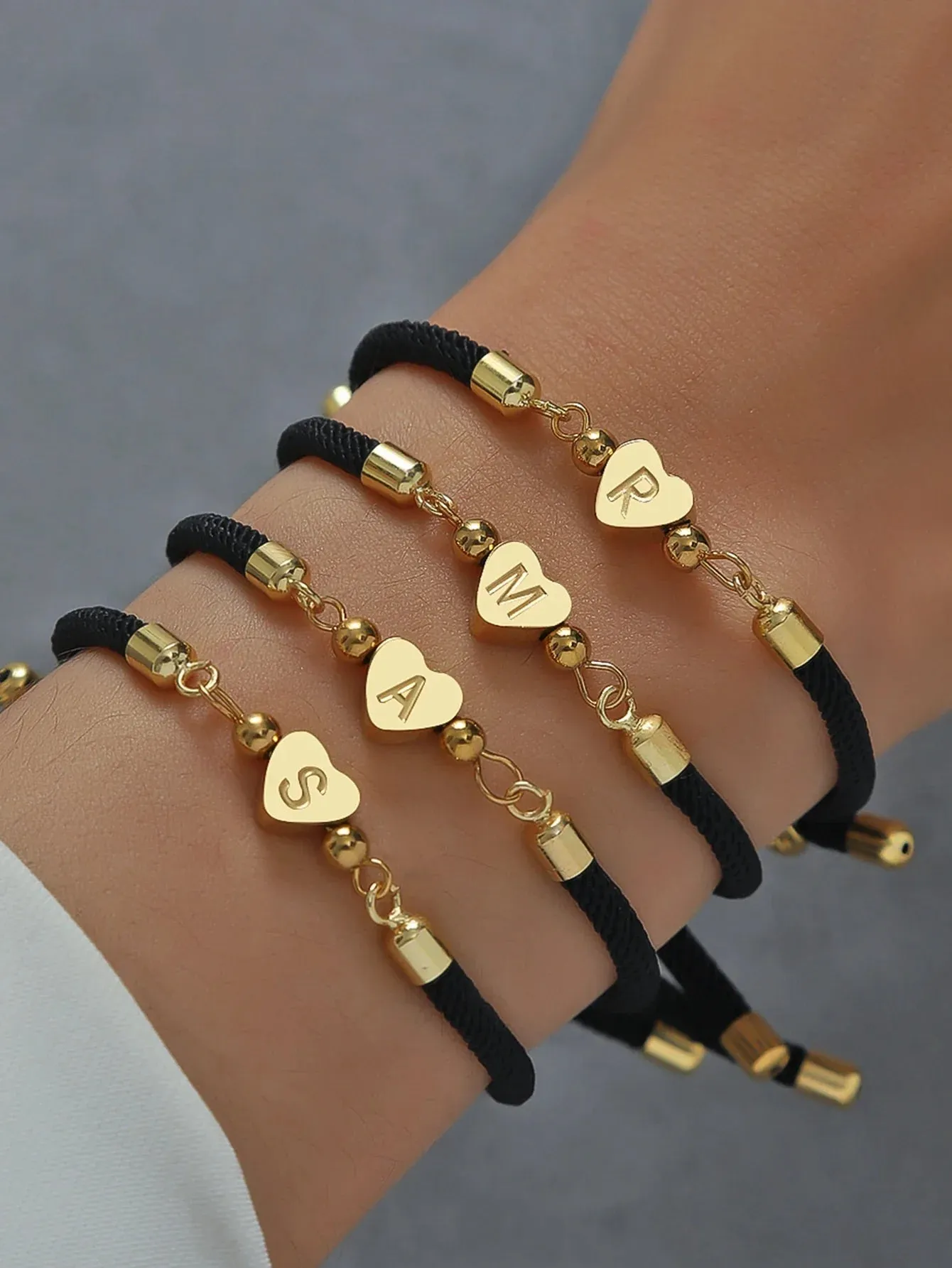Classic A-Z Heart Initial Letter Bracelet Women Simpel Adjustable Colorful Rope Bracelet For Women Jewelry Gift