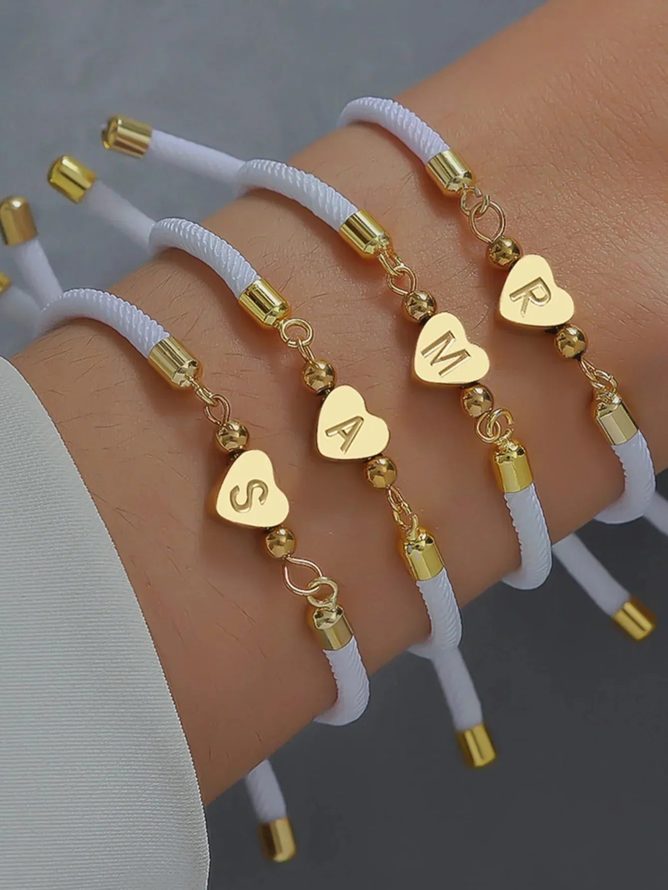 Classic A-Z Heart Initial Letter Bracelet Women Simpel Adjustable Colorful Rope Bracelet For Women Jewelry Gift