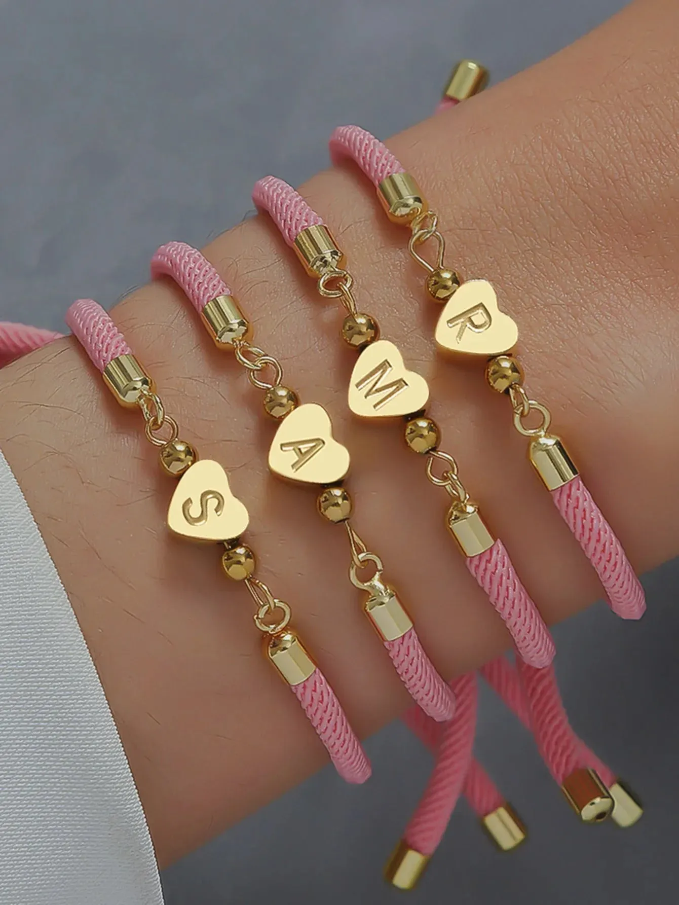 Classic A-Z Heart Initial Letter Bracelet Women Simpel Adjustable Colorful Rope Bracelet For Women Jewelry Gift