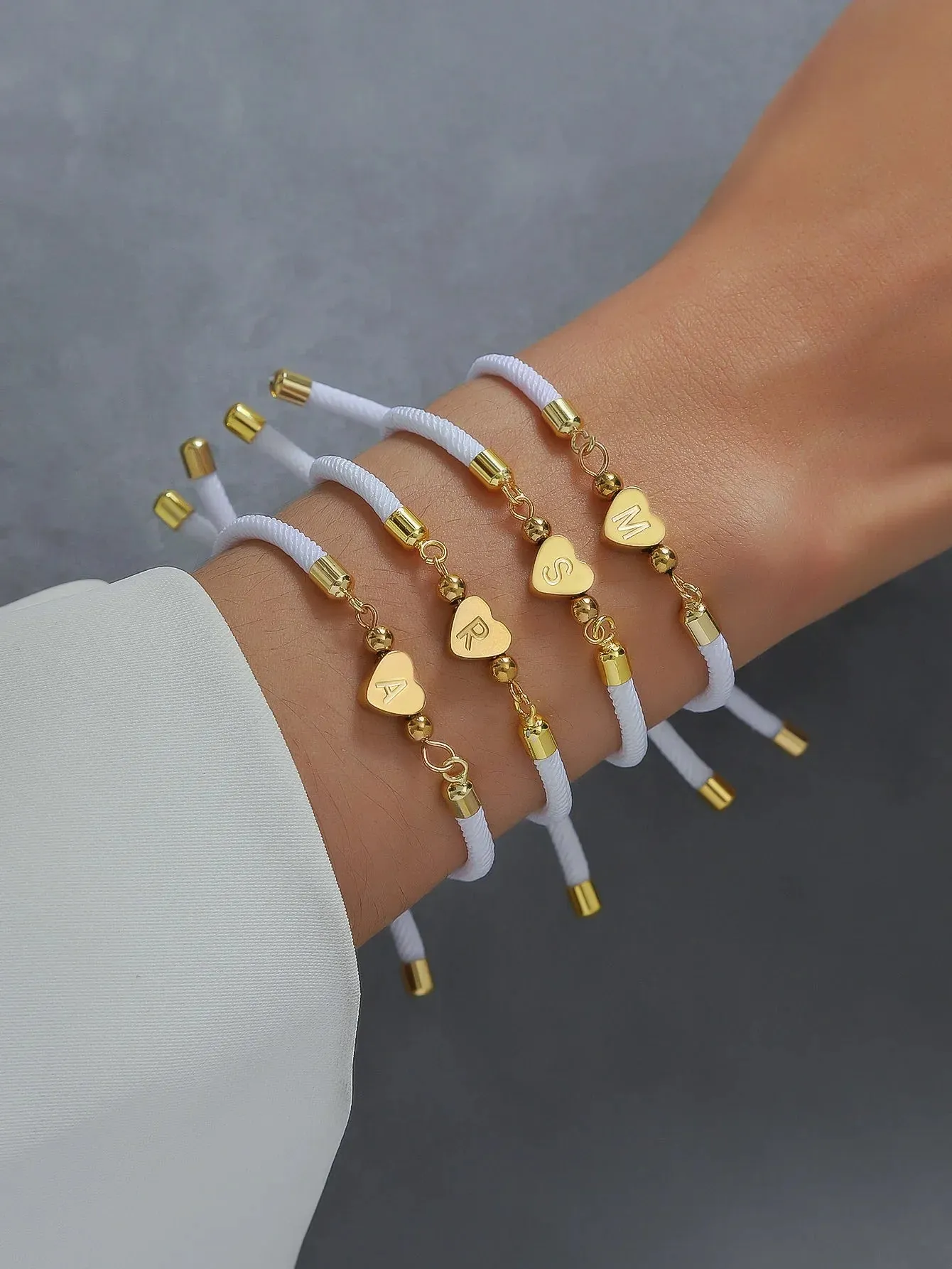 Classic A-Z Heart Initial Letter Bracelet Women Simpel Adjustable Colorful Rope Bracelet For Women Jewelry Gift