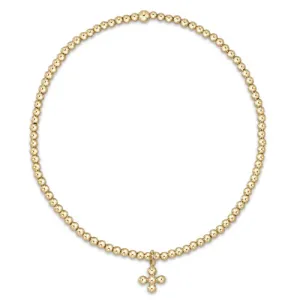 Classic Gold 2mm Small Signature Cross Charm Bracelet