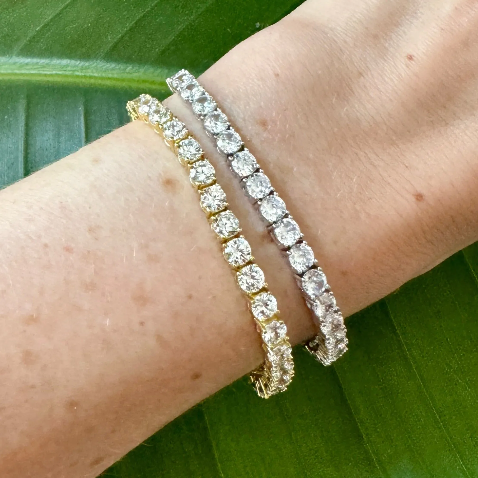 Classic Tennis Bracelet in Gold Plate or Sterling 6 inches