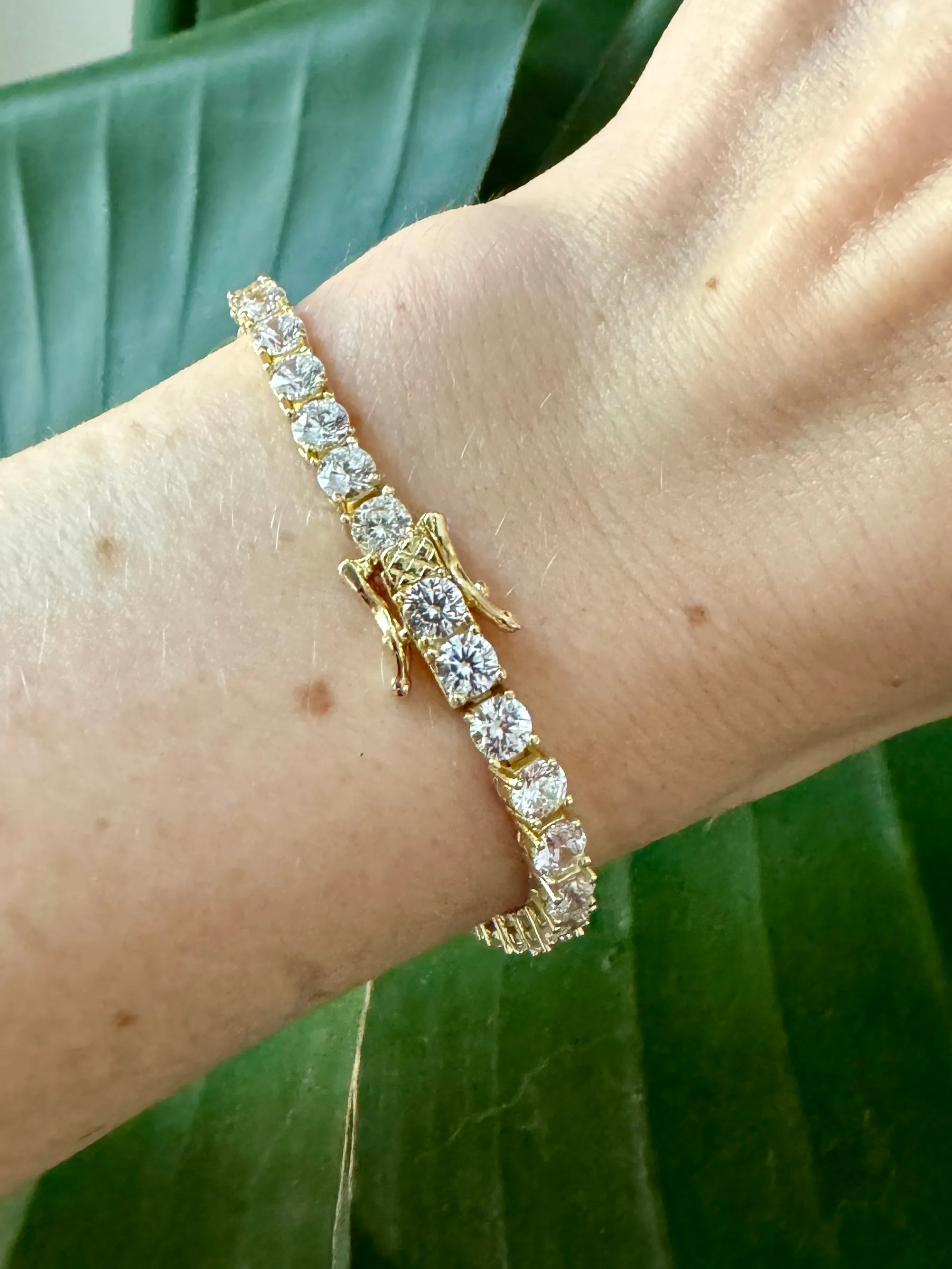 Classic Tennis Bracelet in Gold Plate or Sterling 6 inches