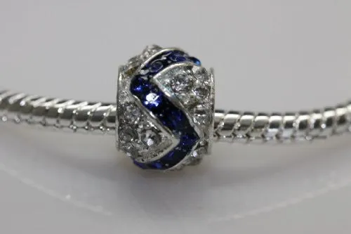 Clear and Royal Blue  Crystal Charm Bead for snake charm Bracelet