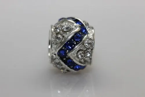 Clear and Royal Blue  Crystal Charm Bead for snake charm Bracelet