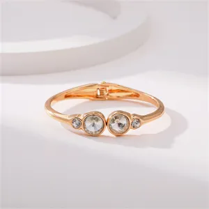 Clear Crystal & Cubic Zirconia Round Hinged Bangle