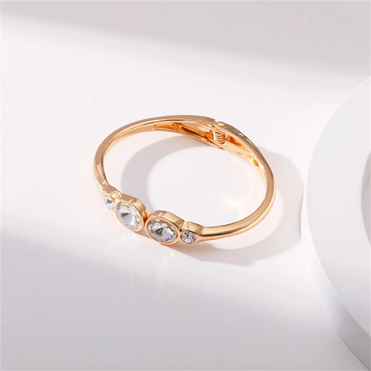 Clear Crystal & Cubic Zirconia Round Hinged Bangle