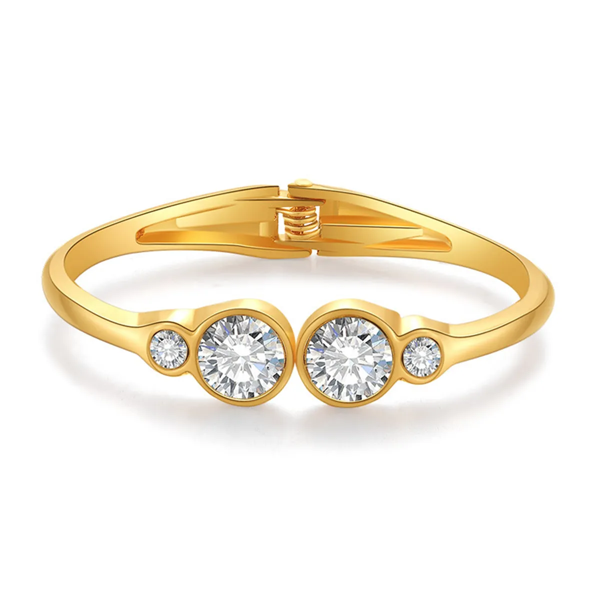 Clear Crystal & Cubic Zirconia Round Hinged Bangle