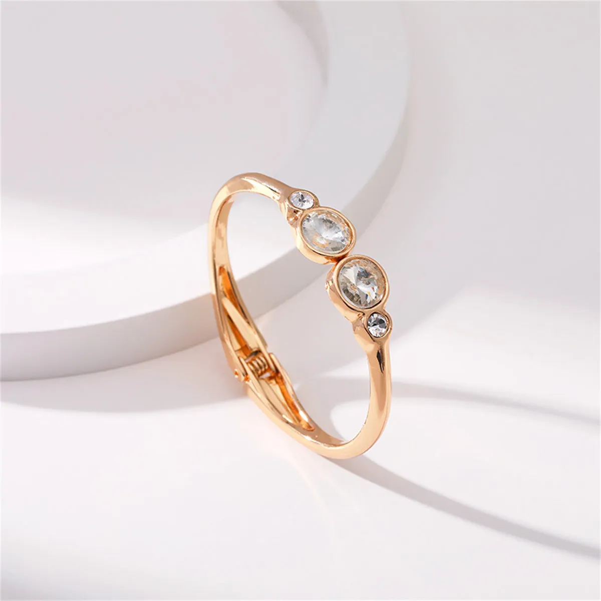 Clear Crystal & Cubic Zirconia Round Hinged Bangle