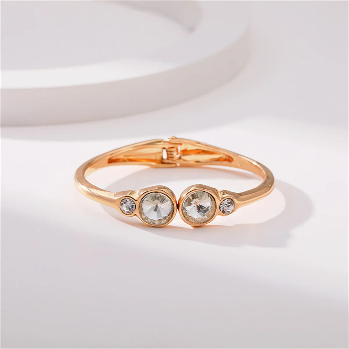 Clear Crystal & Cubic Zirconia Round Hinged Bangle