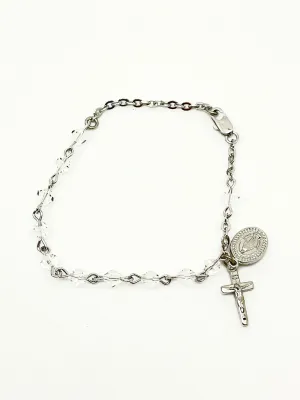 Clear Rundell Crystal  Rosary Bracelet 6MM