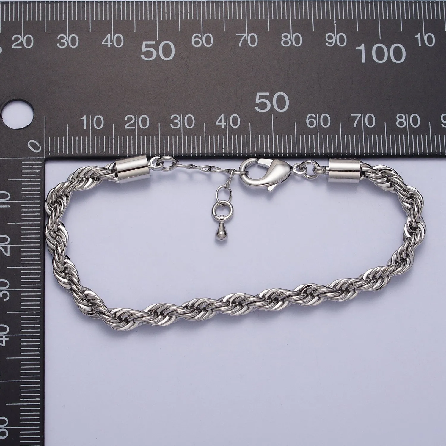 Clearance Pricing BLOWOUT Bold Gold Twisted Rope Chain Bracelet Silver Chunky Rope Chain bracelet 5mm thickness WA1540 WA1541