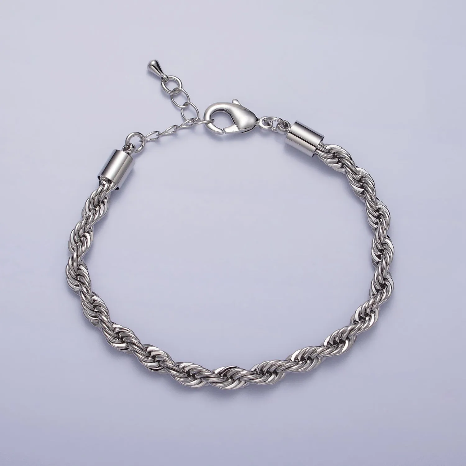 Clearance Pricing BLOWOUT Bold Gold Twisted Rope Chain Bracelet Silver Chunky Rope Chain bracelet 5mm thickness WA1540 WA1541