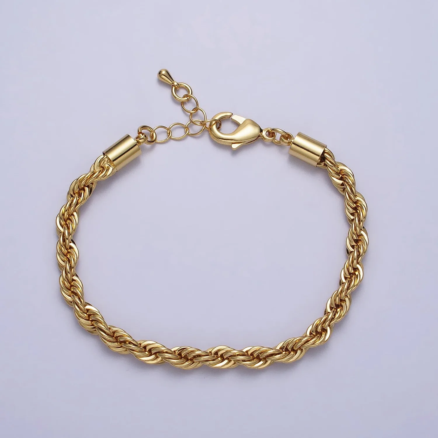 Clearance Pricing BLOWOUT Bold Gold Twisted Rope Chain Bracelet Silver Chunky Rope Chain bracelet 5mm thickness WA1540 WA1541