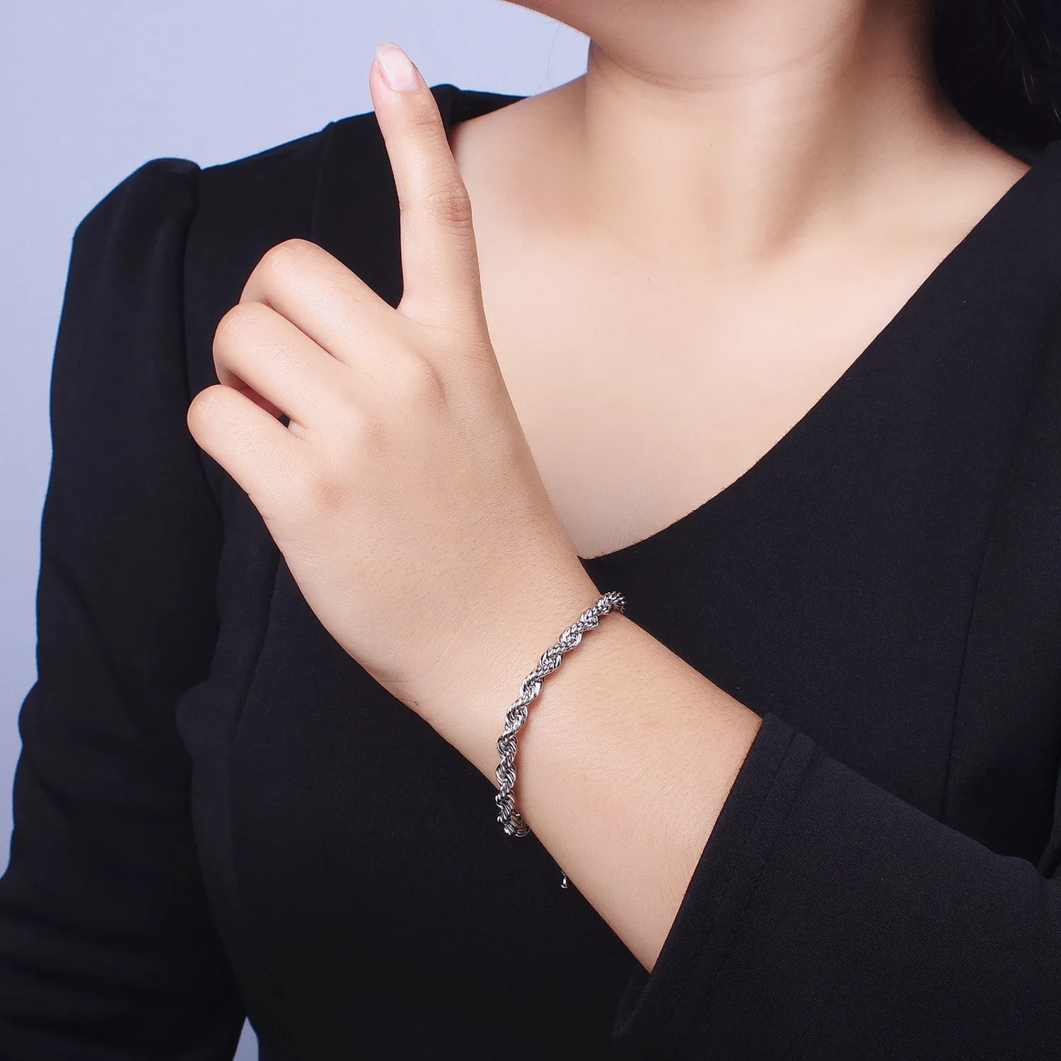 Clearance Pricing BLOWOUT Bold Gold Twisted Rope Chain Bracelet Silver Chunky Rope Chain bracelet 5mm thickness WA1540 WA1541