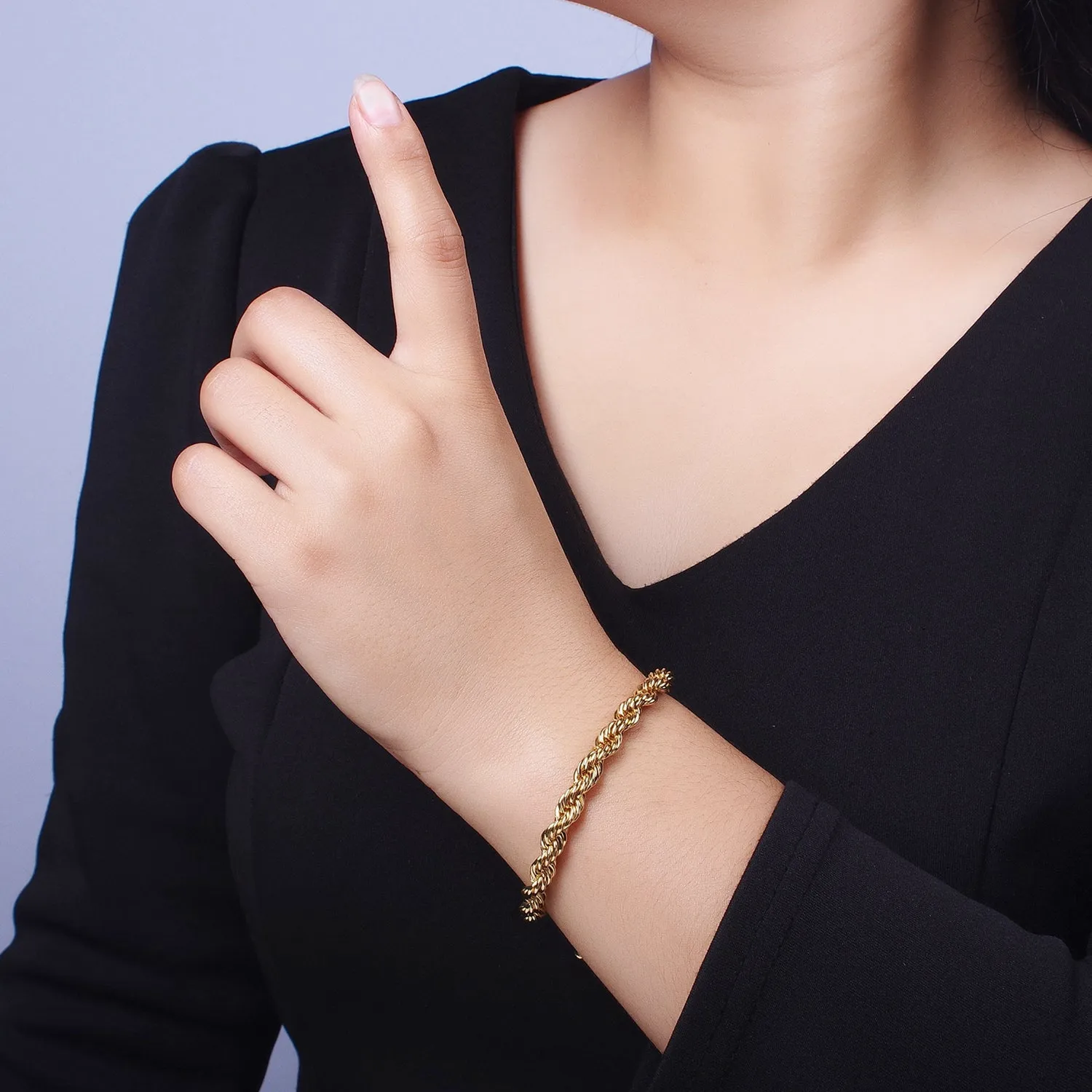 Clearance Pricing BLOWOUT Bold Gold Twisted Rope Chain Bracelet Silver Chunky Rope Chain bracelet 6mm thickness WA1542 WA1543