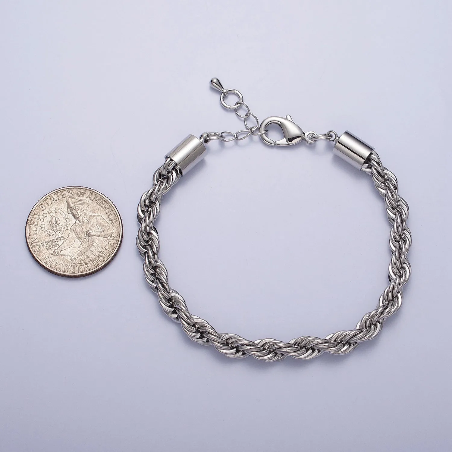 Clearance Pricing BLOWOUT Bold Gold Twisted Rope Chain Bracelet Silver Chunky Rope Chain bracelet 6mm thickness WA1542 WA1543