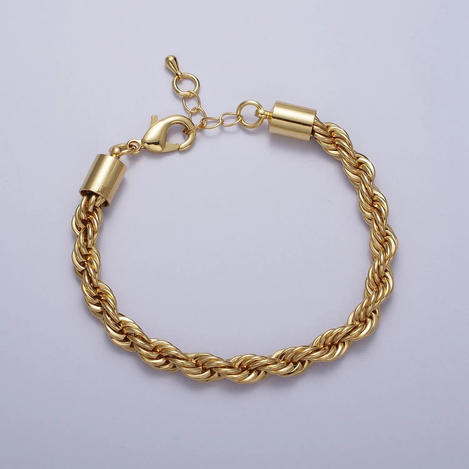 Clearance Pricing BLOWOUT Bold Gold Twisted Rope Chain Bracelet Silver Chunky Rope Chain bracelet 6mm thickness WA1542 WA1543