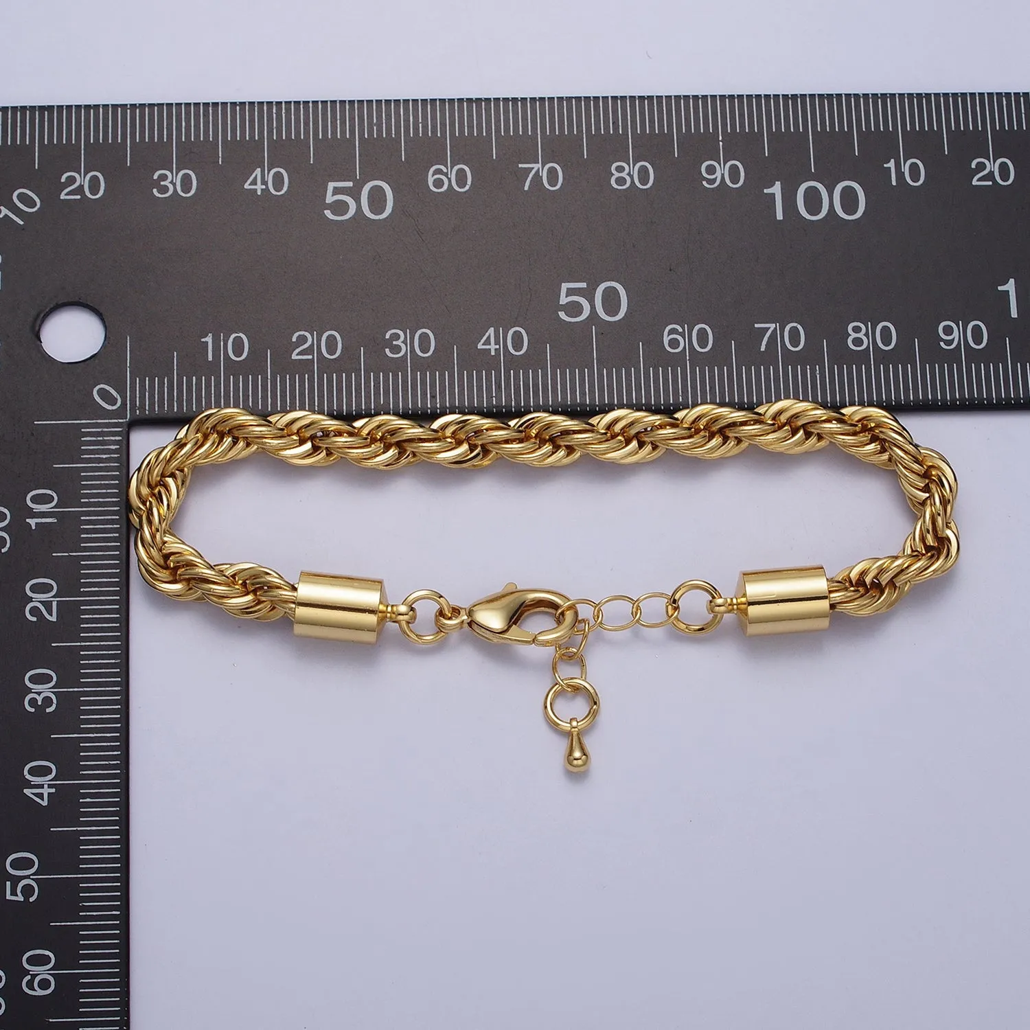Clearance Pricing BLOWOUT Bold Gold Twisted Rope Chain Bracelet Silver Chunky Rope Chain bracelet 6mm thickness WA1542 WA1543