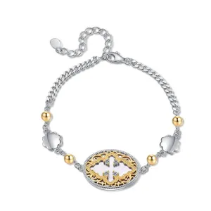 Clover Leaf Shell Silver & Gold Bracelet